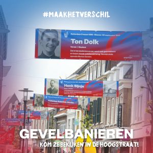 Gevelbanieren in de Hoogstraat, verhalen die blijven hangen.
In aanloop naar 5 mei hangen er in het centrum van Wageningen bijzondere gevelbanieren. Deze banieren vertellen verhalen van verzetsstrijders, gedeporteerden en onderduikers uit de Tweede Wereldoorlog. Een indrukwekkende manier om stil te staan bij 80 jaar vrijheid en de mensen die daarvoor hebben gestreden.​
📍 Wandel door de Hoogstraat en ontdek deze persoonlijke verhalen.
#MaakHetVerschil
